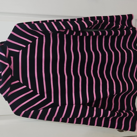 Talbots Pink And Navy Striped Cowl Neck Sweater Size XL - Picture 6 of 6